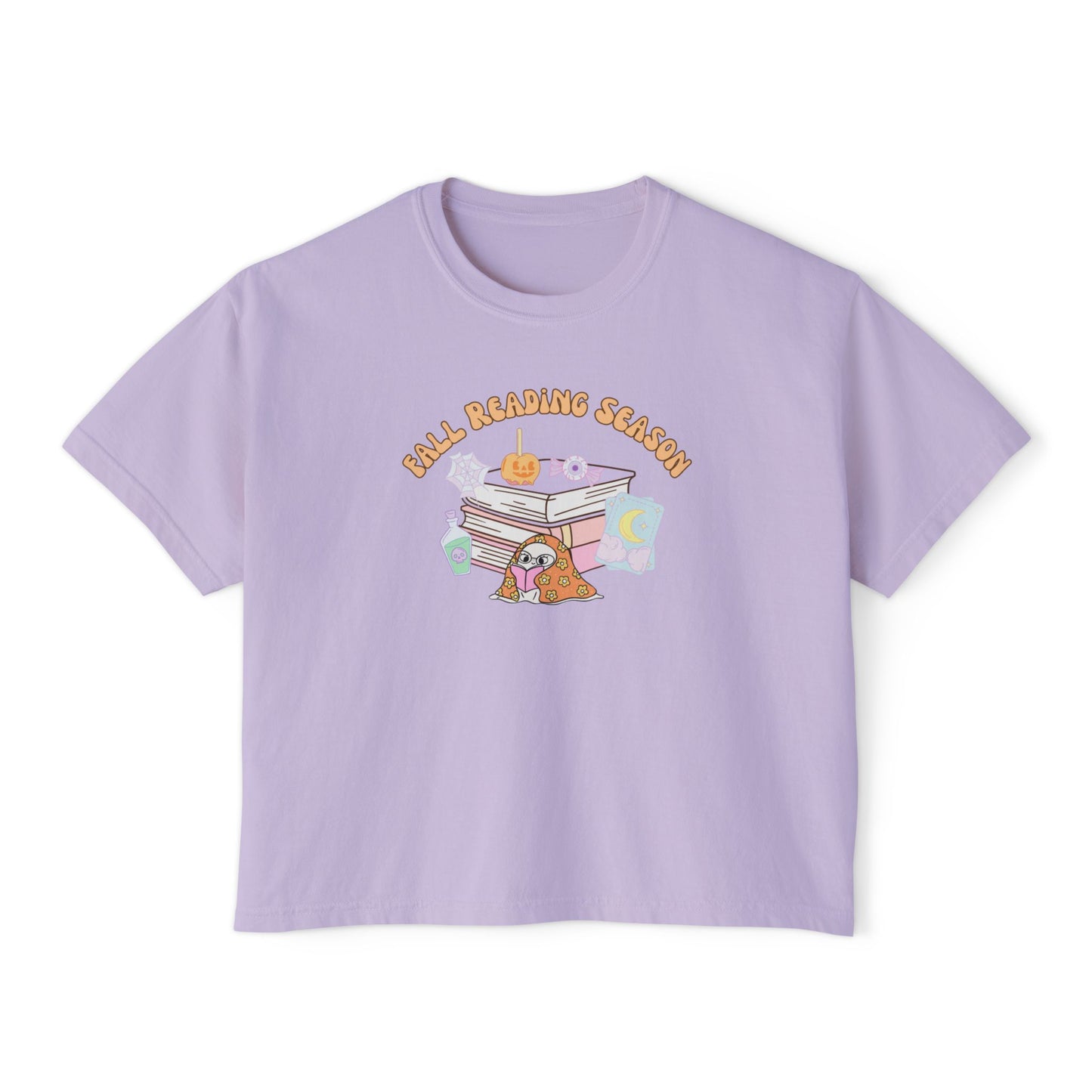 Fall Reading Season Pastel Cropped Tee