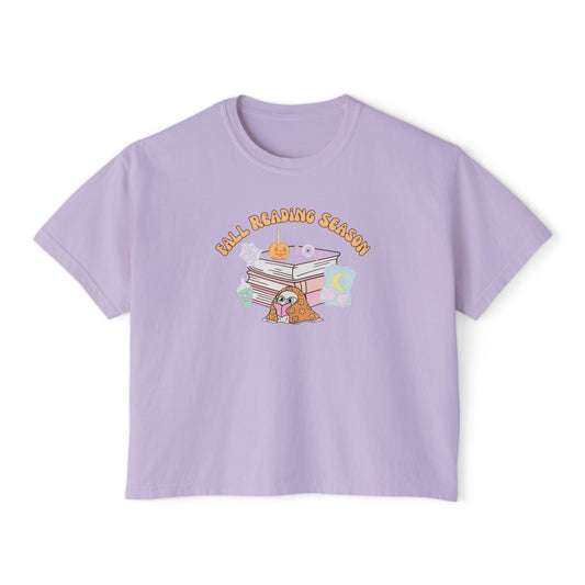 Fall Reading Season Pastel Cropped Tee