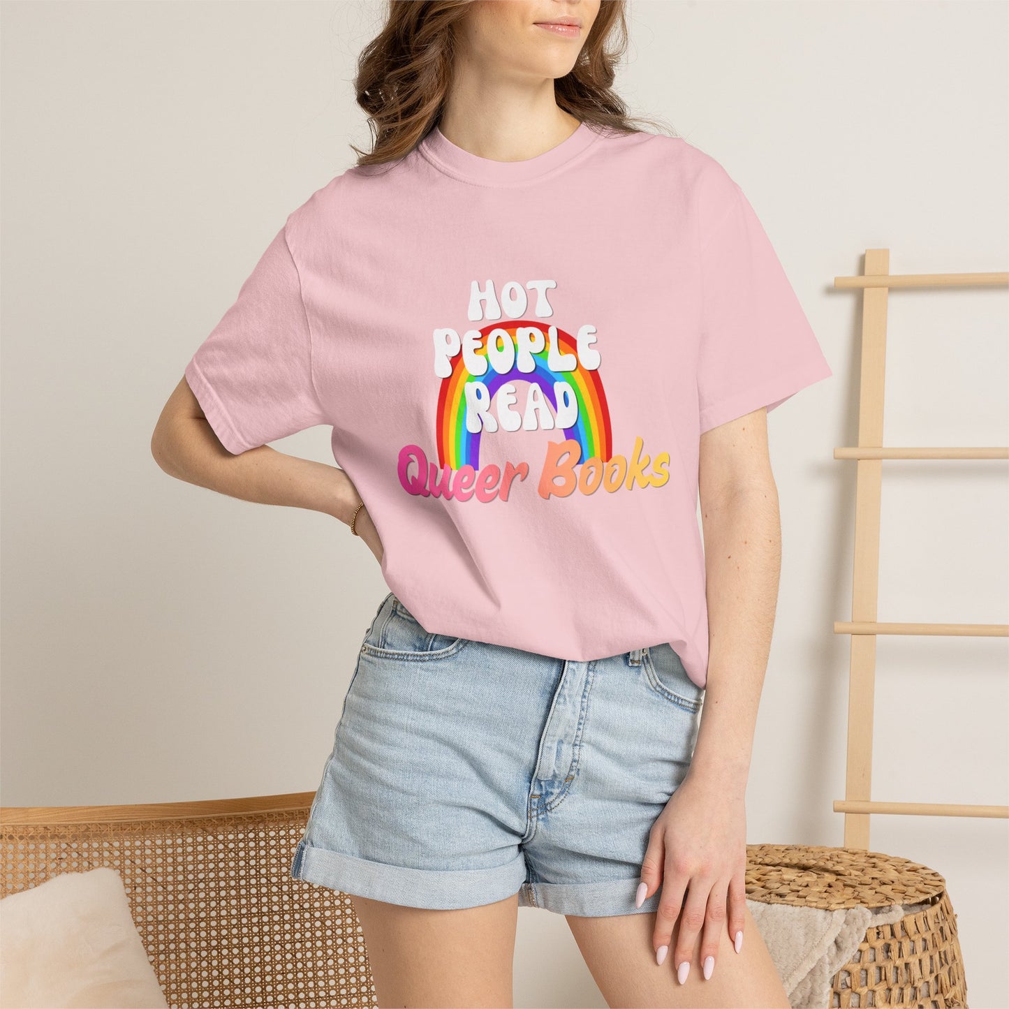Read Queer Books Pink to Yellow Tee