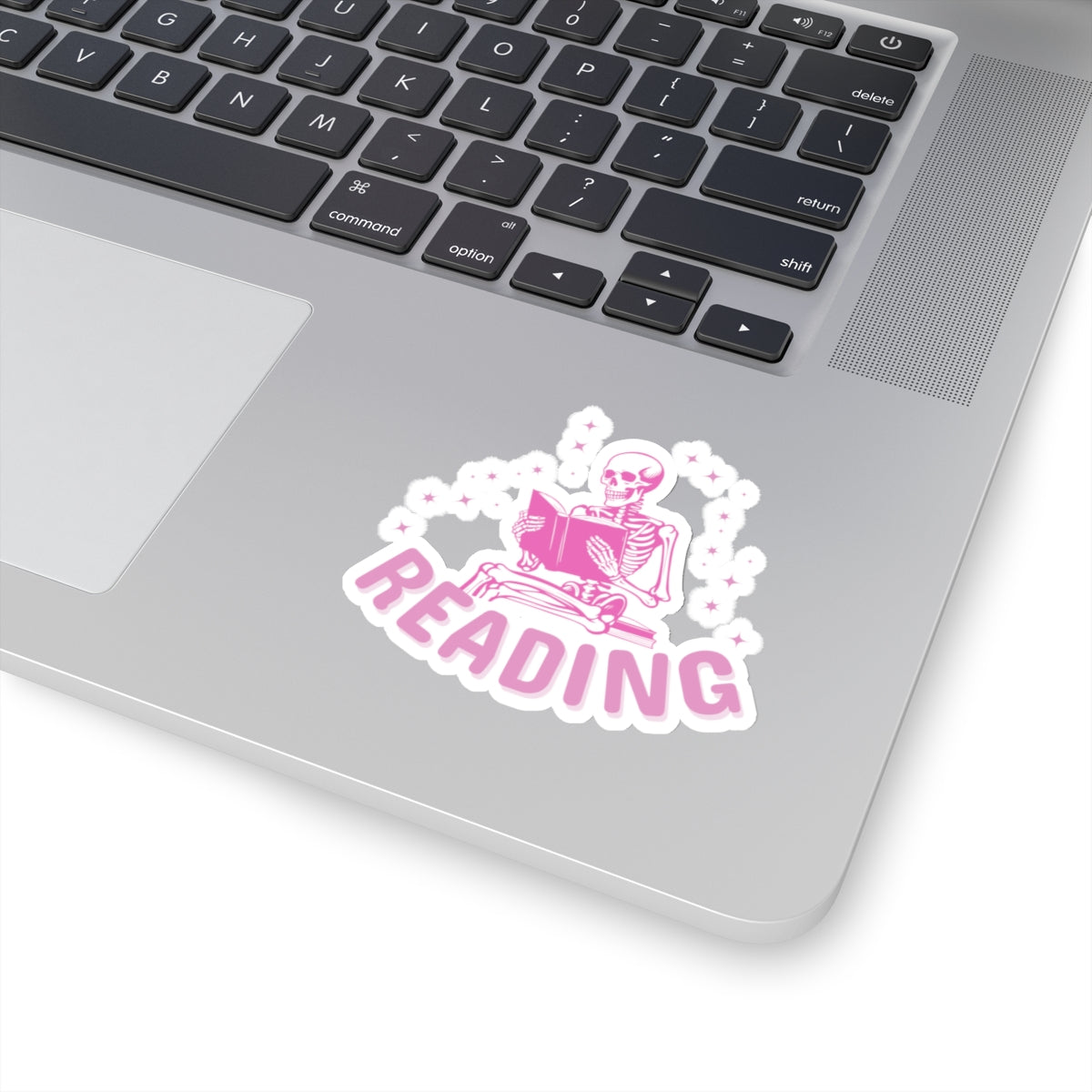 Pink Skeleton Reading Sticker
