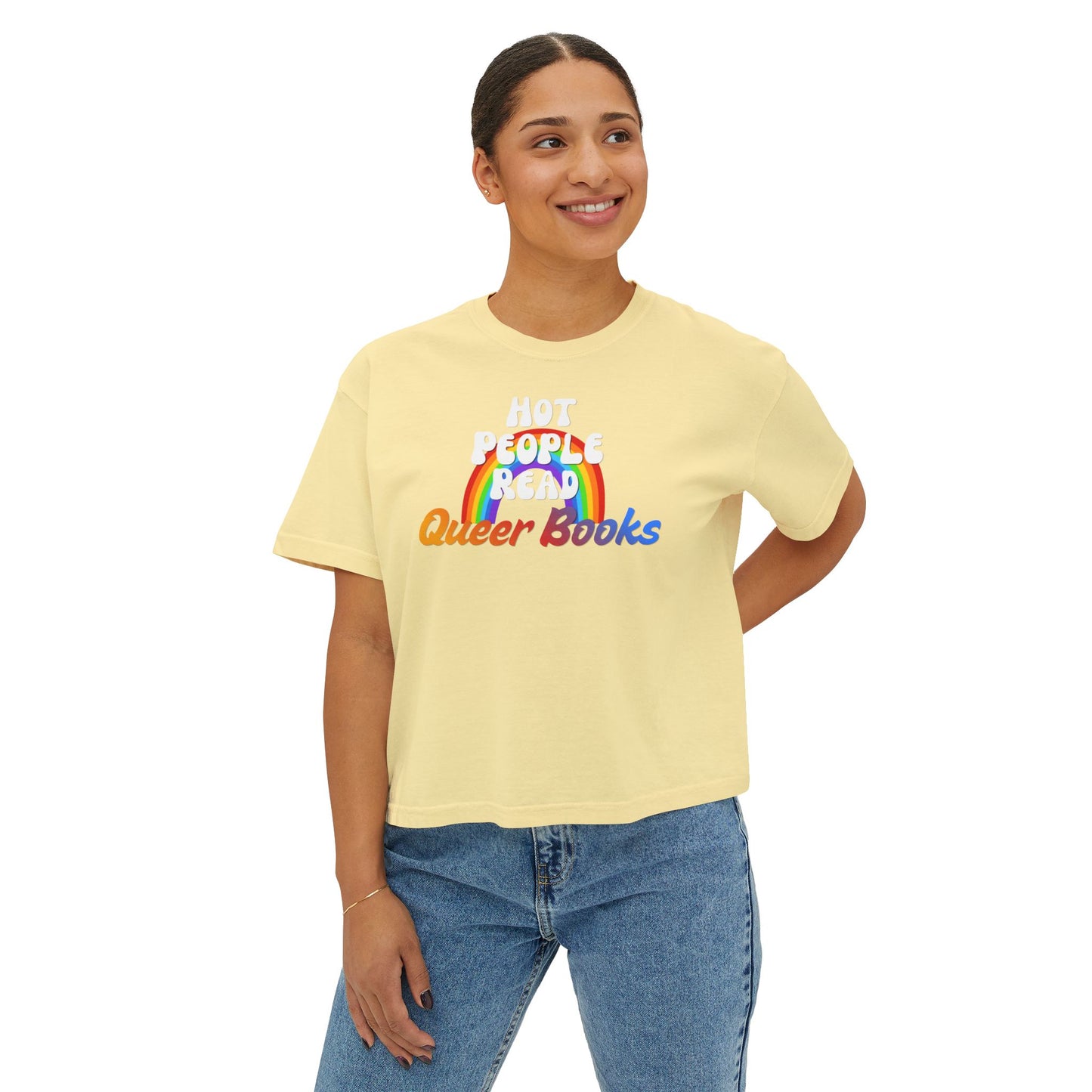 Read Queer Books Yellow to Blue Cropped Tee
