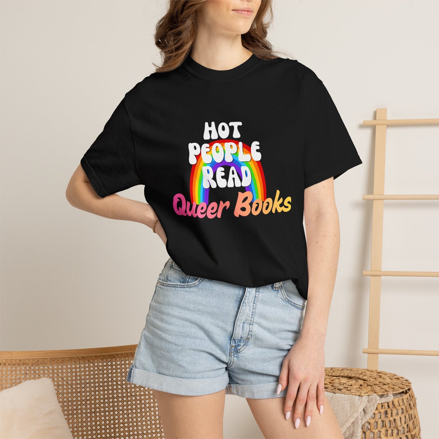 Read Queer Books Pink to Yellow Tee