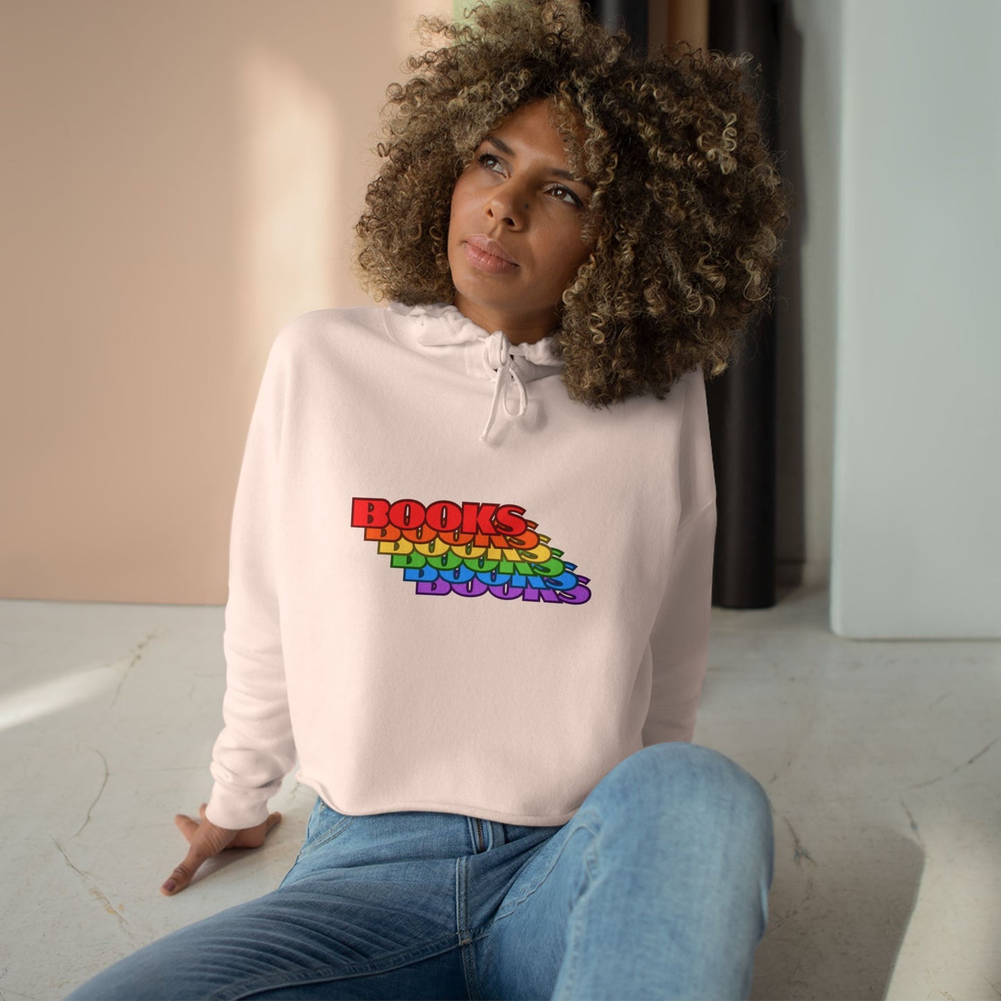 Rainbow Books Crop Hoodie