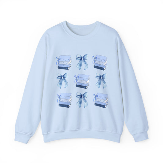 Blue Bookish Bows Crew