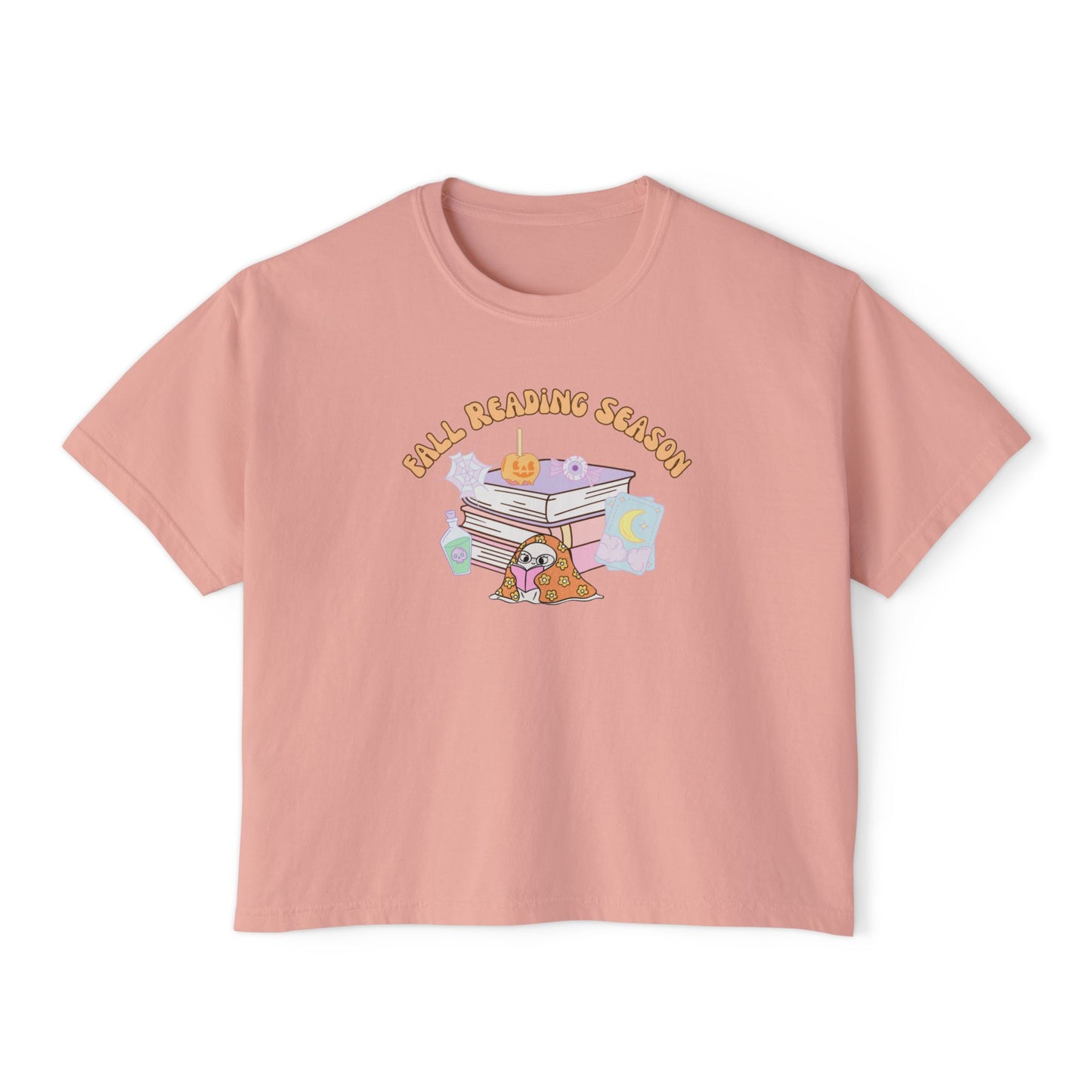 Fall Reading Season Pastel Cropped Tee