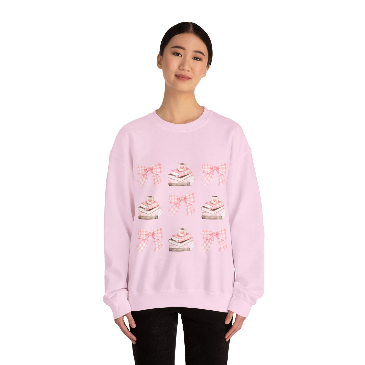 Pink Bookish Bows Crew