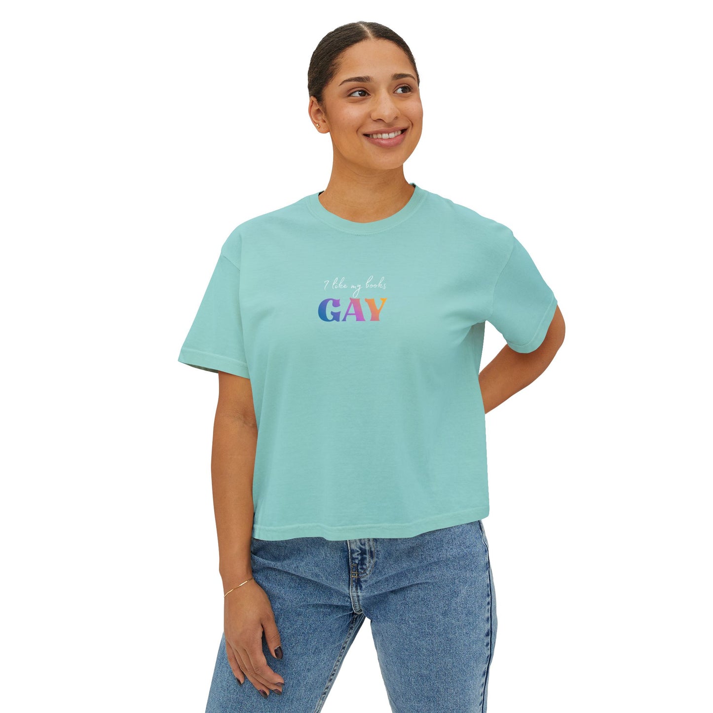 I Like My Books Gay Boxy Crop Tee