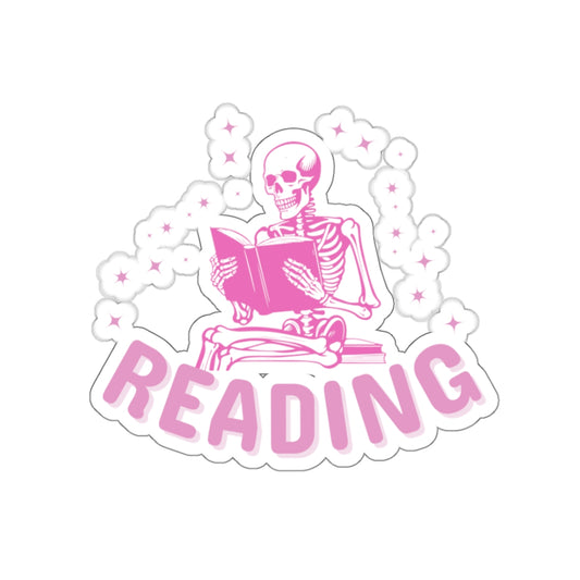 Pink Skeleton Reading Sticker