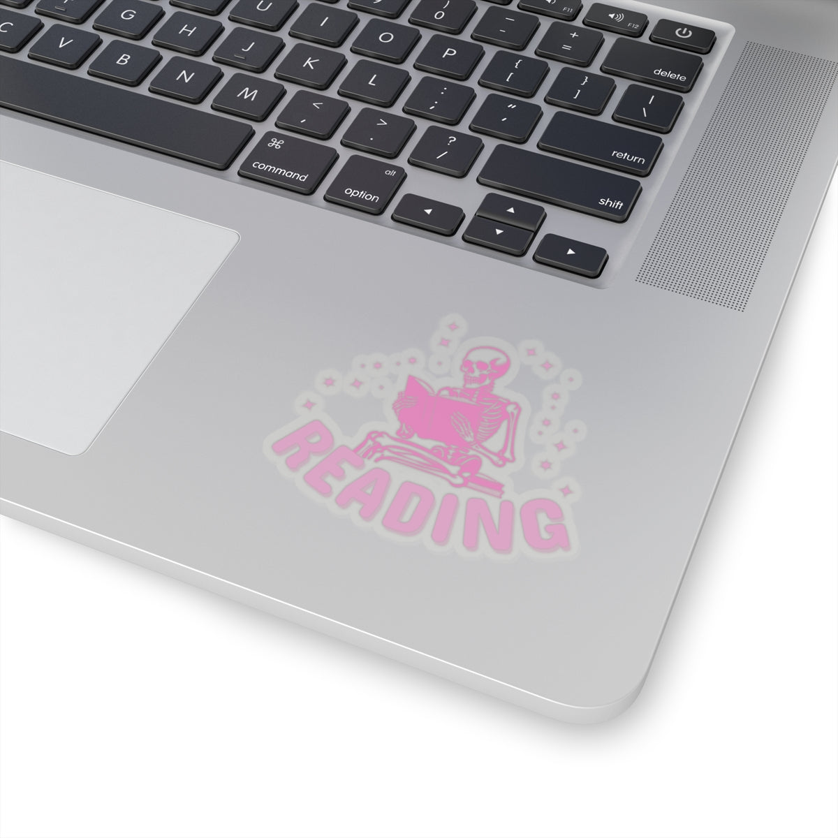 Pink Skeleton Reading Sticker