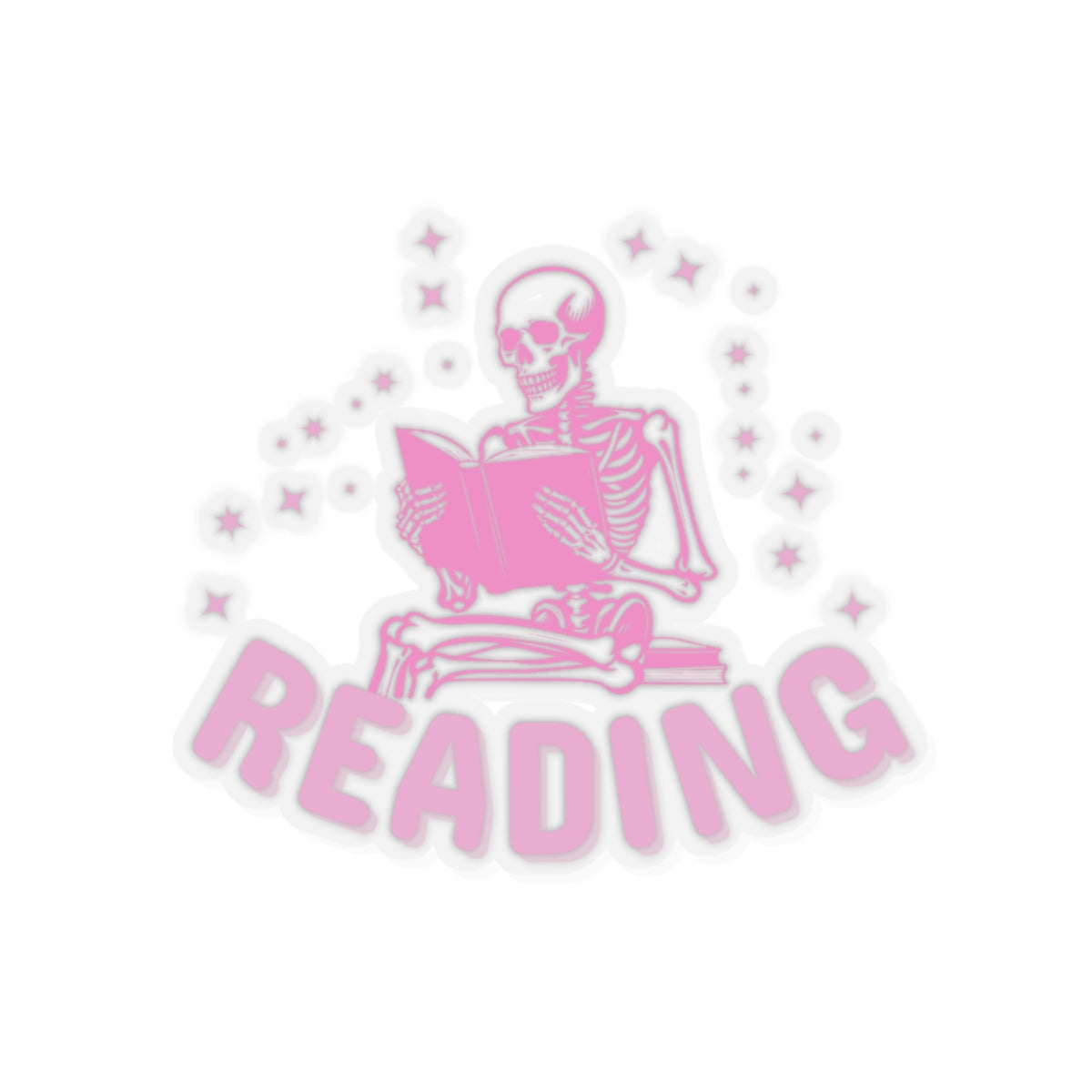 Pink Skeleton Reading Sticker