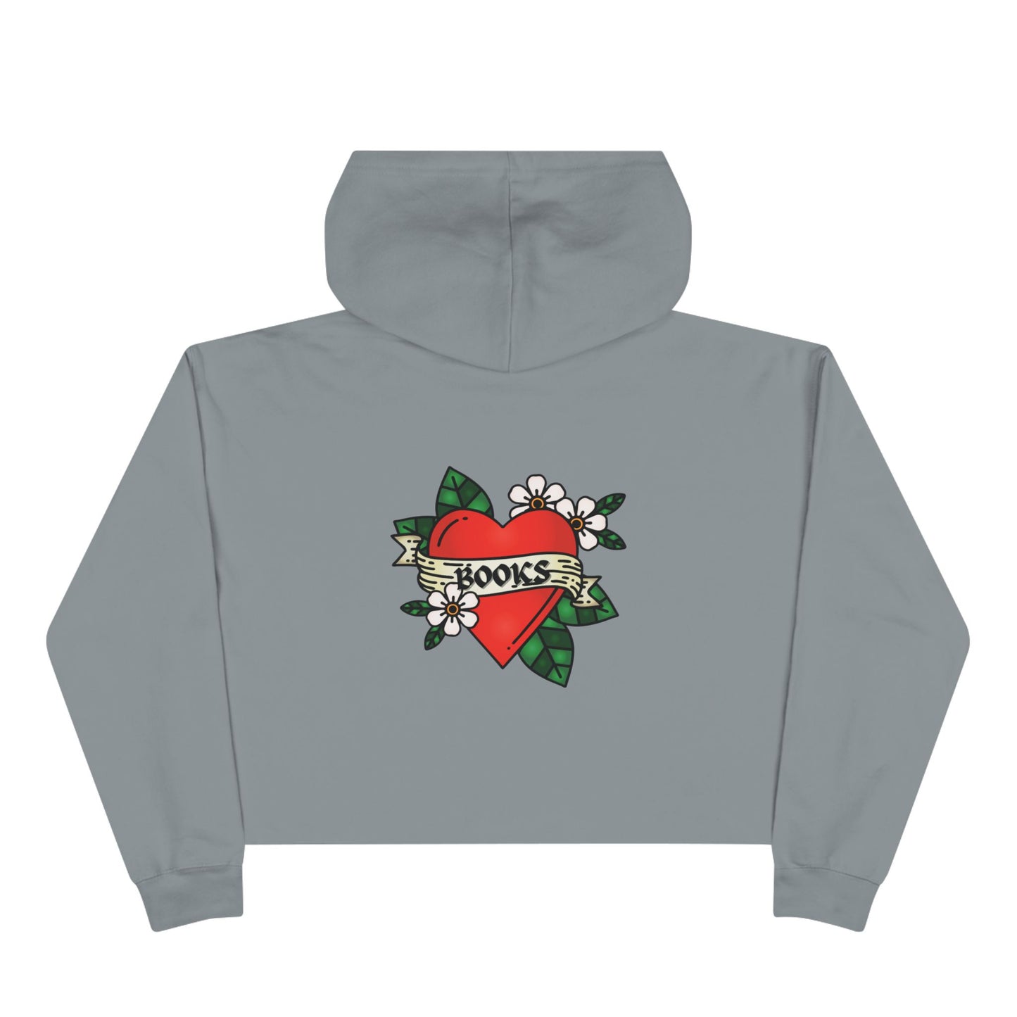 Books Heart Tattoo Crop Hoodie