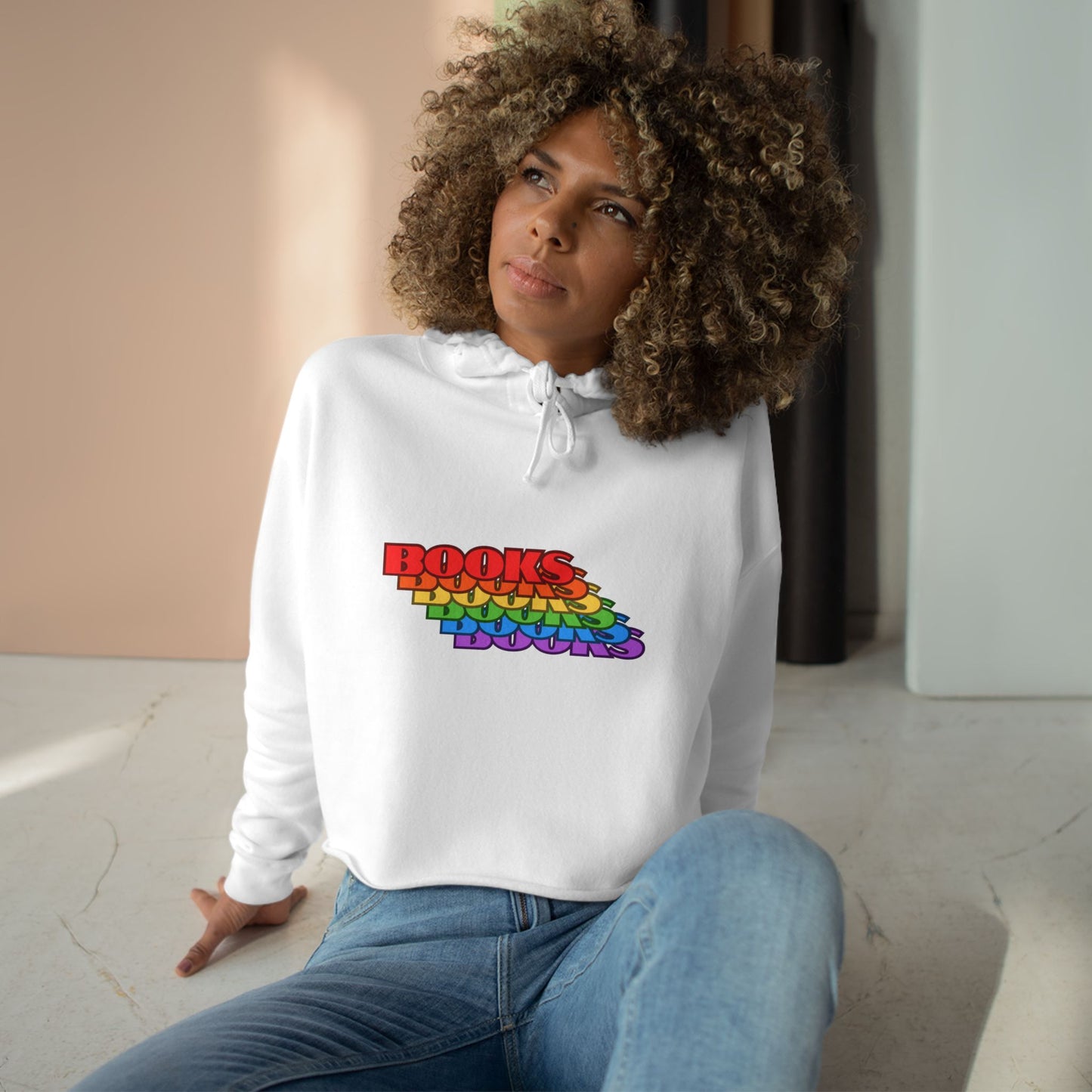 Rainbow Books Crop Hoodie