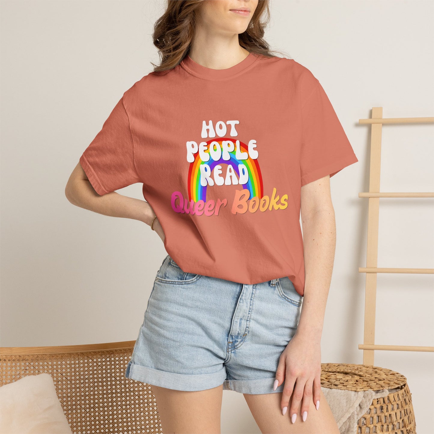 Read Queer Books Pink to Yellow Tee