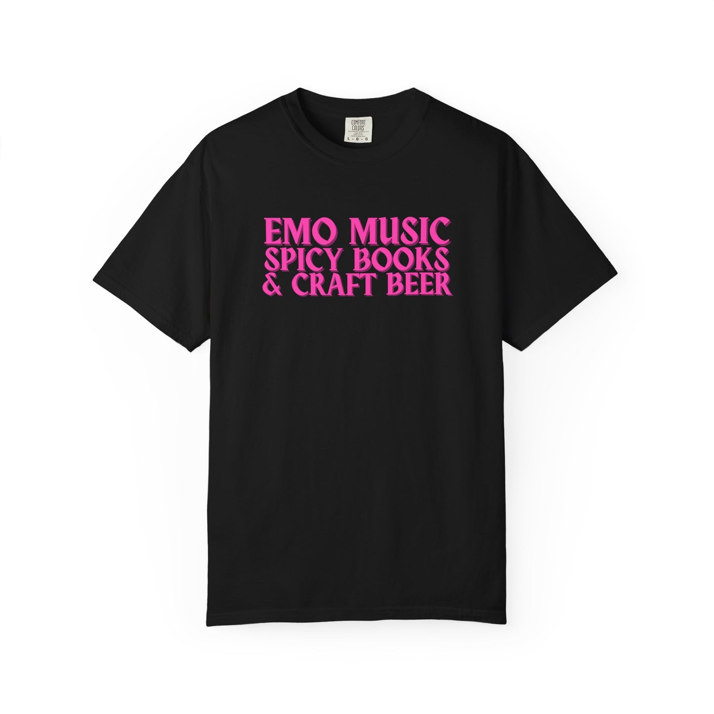 Pink Emo Music, Spicy Books & Craft Beer Tee