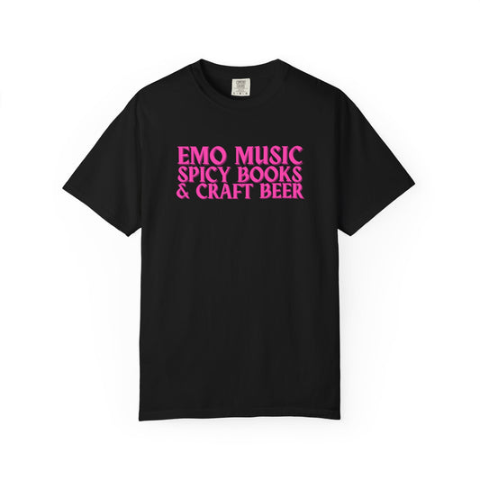 Pink Emo Music, Spicy Books & Craft Beer Tee