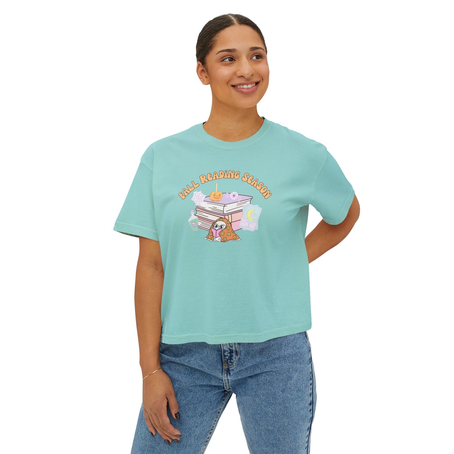 Fall Reading Season Pastel Cropped Tee