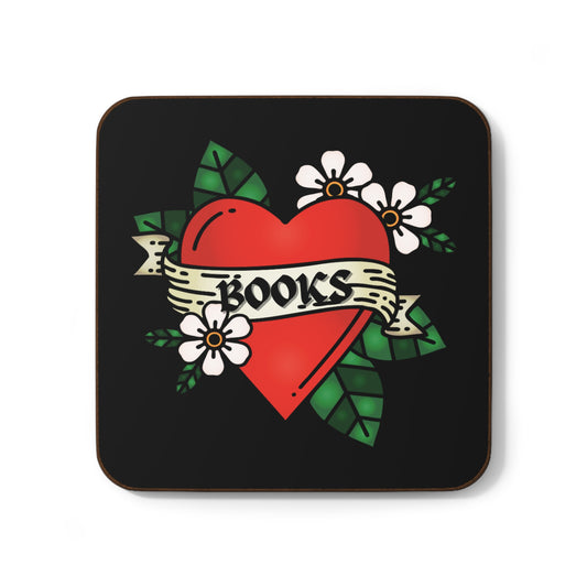 Retro Heart 'Books' Tattoo Coaster