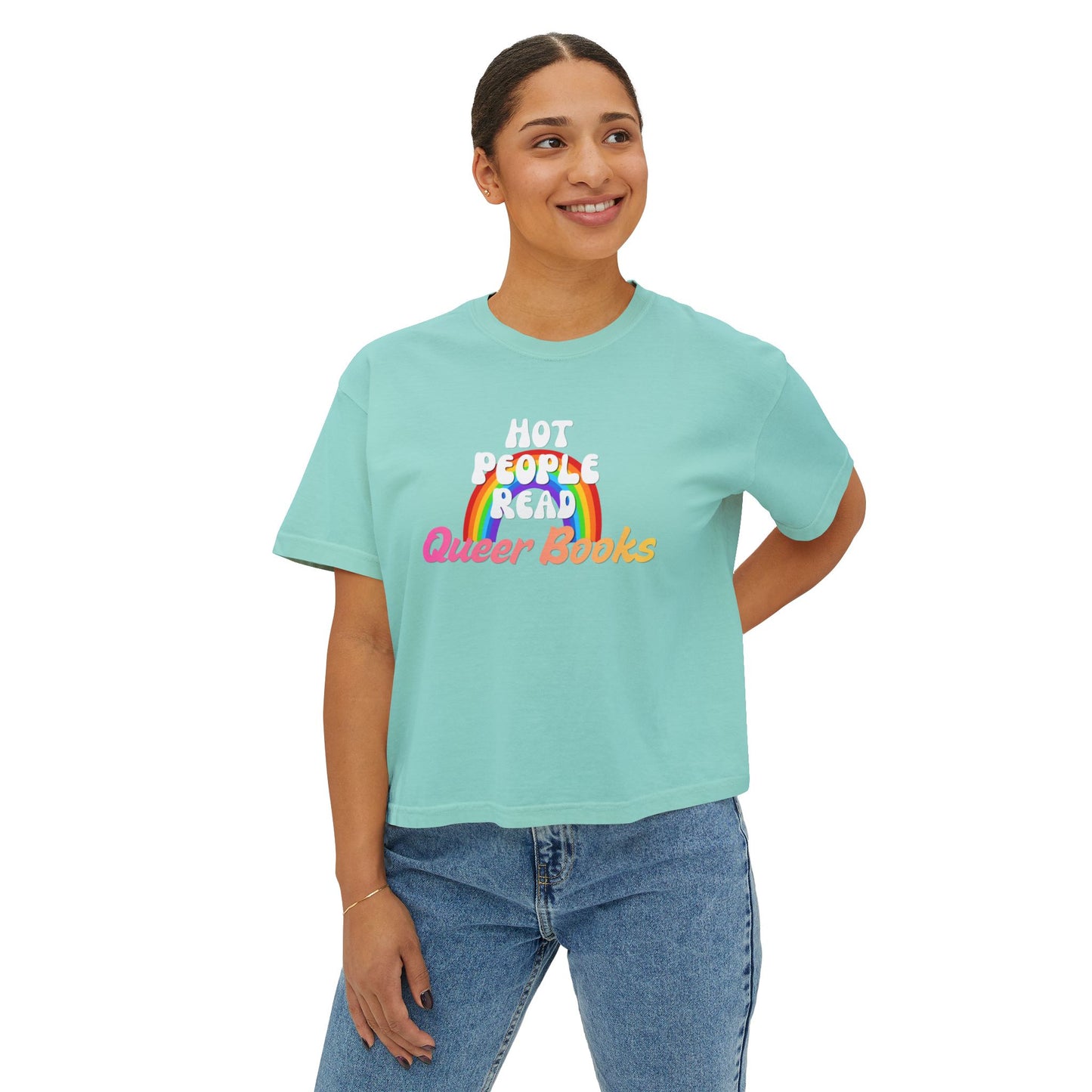 Read Queer Books Pink to Yellow Cropped Tee