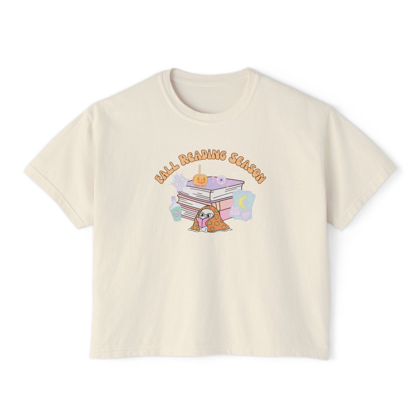 Fall Reading Season Pastel Cropped Tee