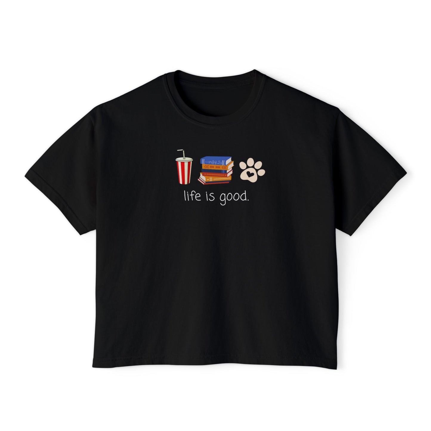Life Is Good Paw Print Boxy Crop