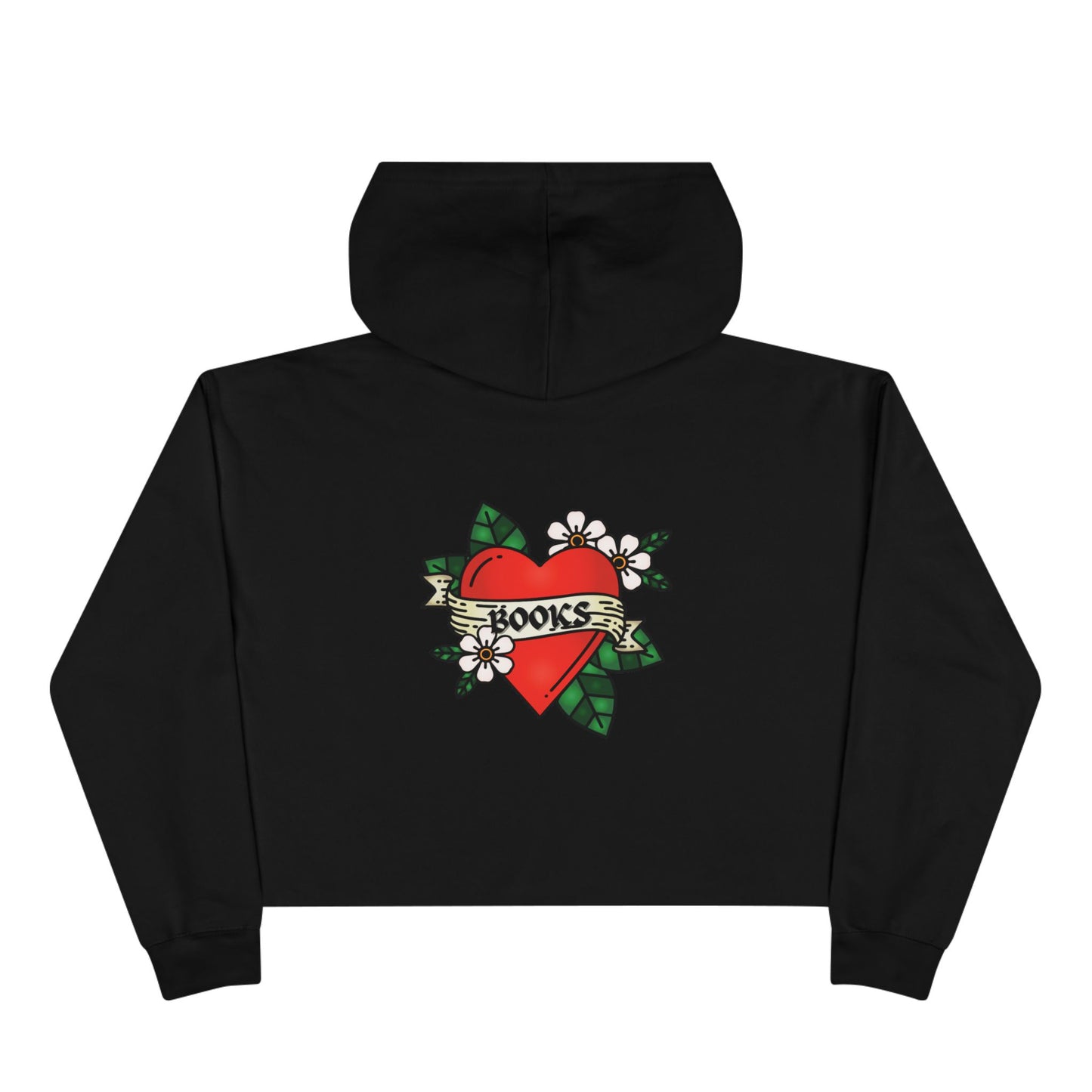 Books Heart Tattoo Crop Hoodie