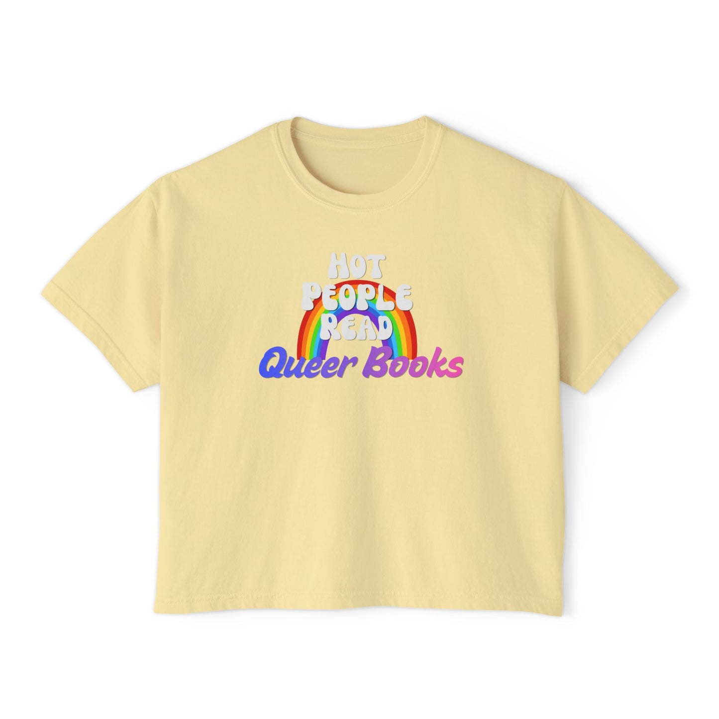 Read Queer Books Blue to Pink Cropped Tee