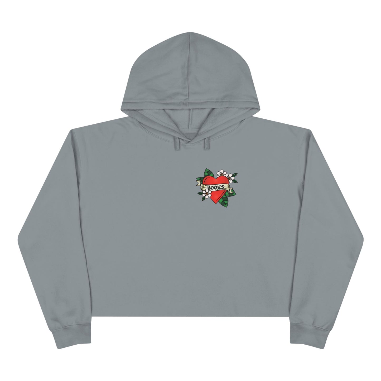 Books Heart Tattoo Crop Hoodie
