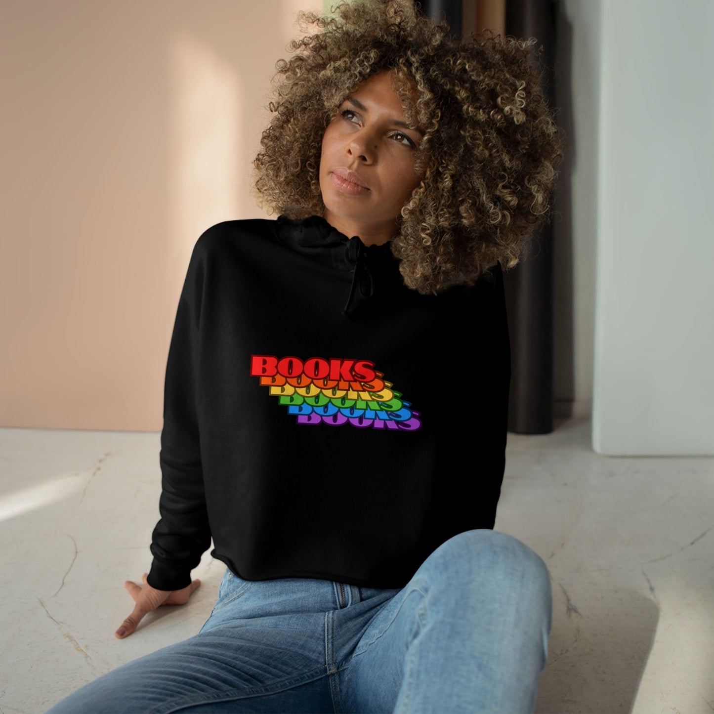 Rainbow Books Crop Hoodie