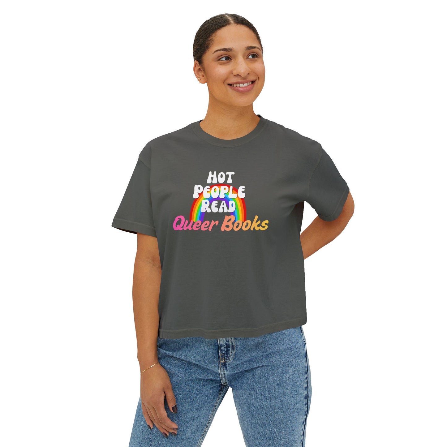 Read Queer Books Pink to Yellow Cropped Tee