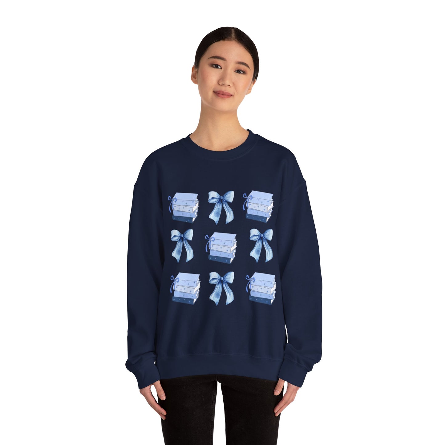 Blue Bookish Bows Crew