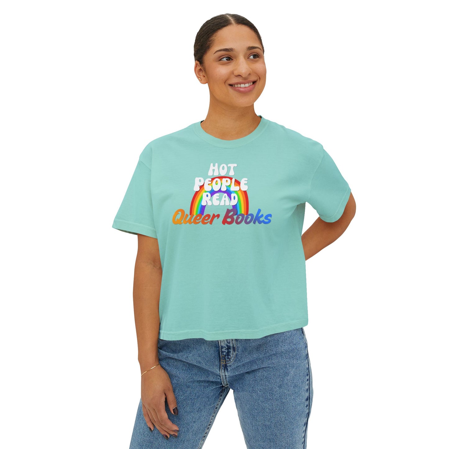 Read Queer Books Yellow to Blue Cropped Tee