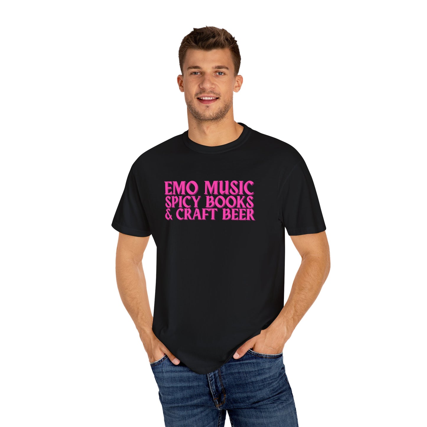 Pink Emo Music, Spicy Books & Craft Beer Tee
