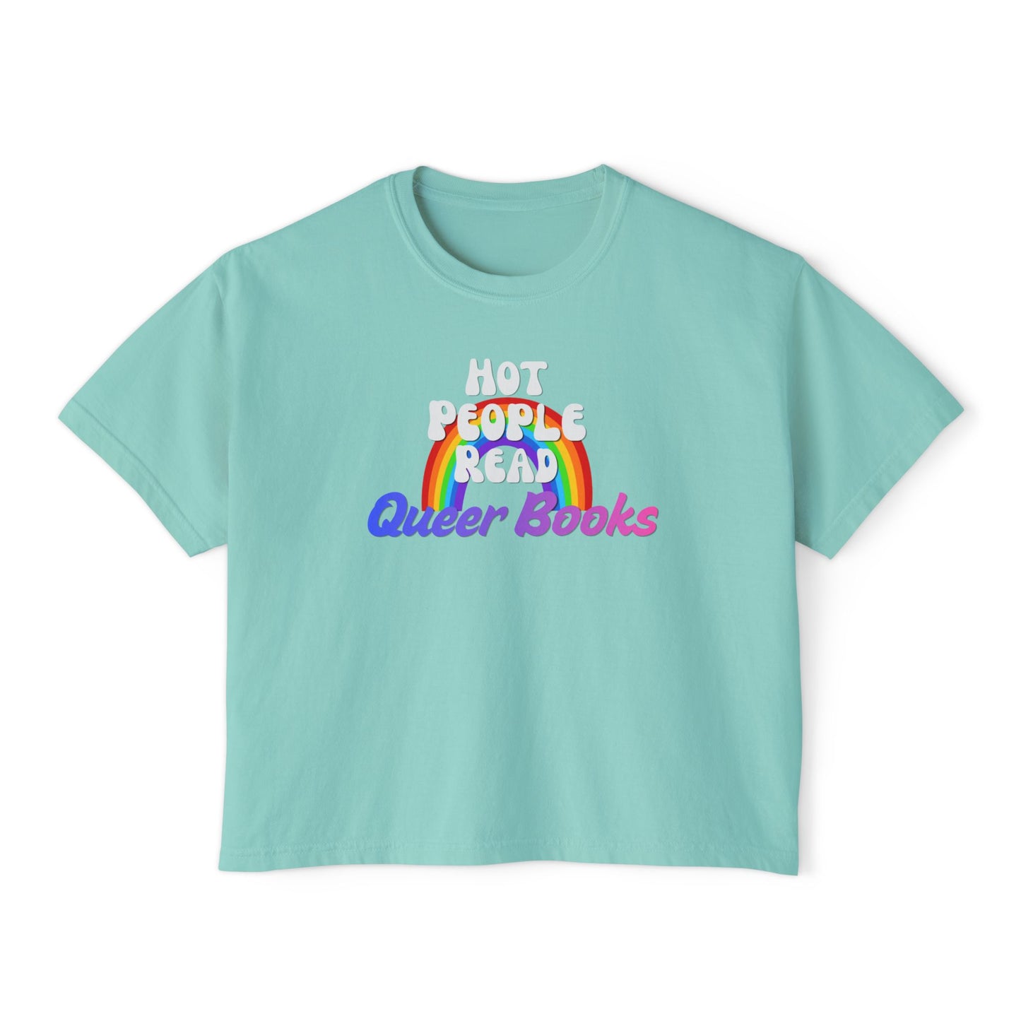 Read Queer Books Blue to Pink Cropped Tee