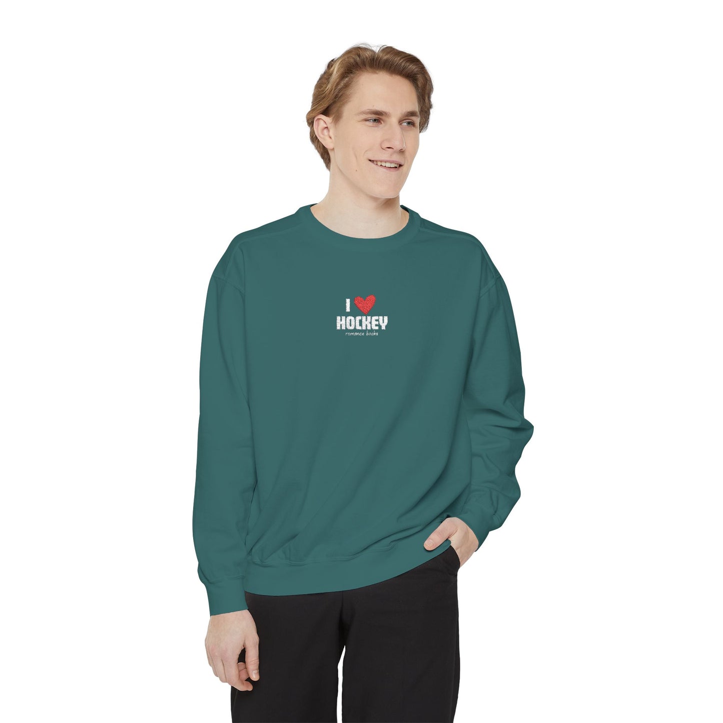 I Heart Hockey Embroidered Crewneck