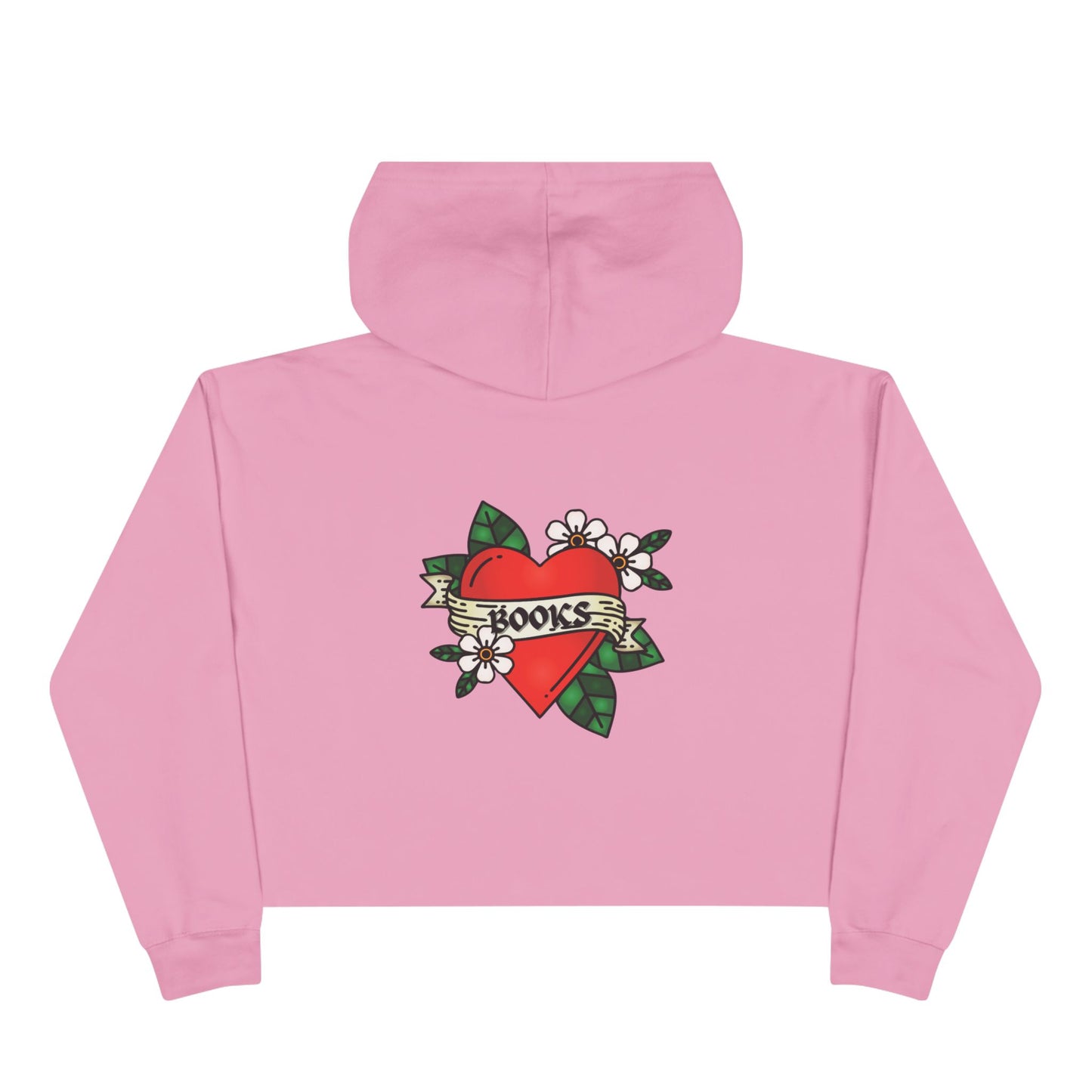 Books Heart Tattoo Crop Hoodie