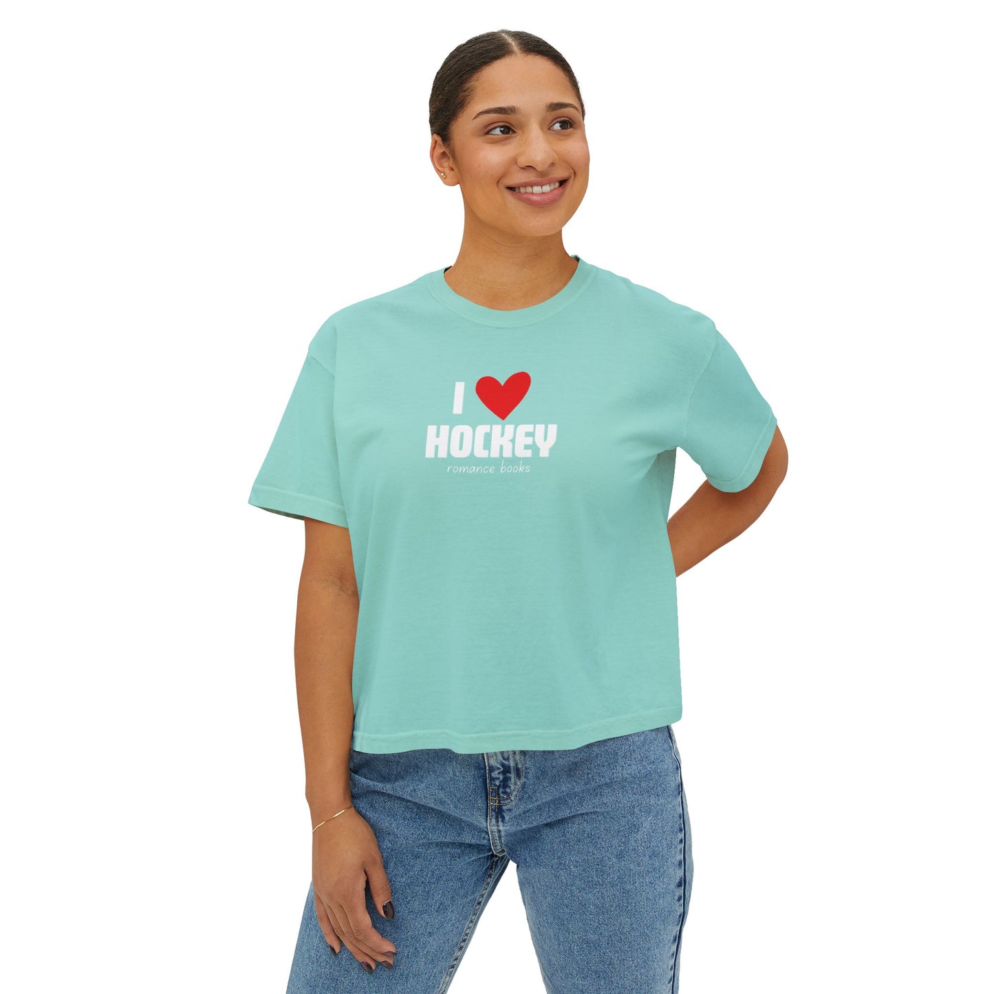 I Heart Hockey Boxy Crop Tee