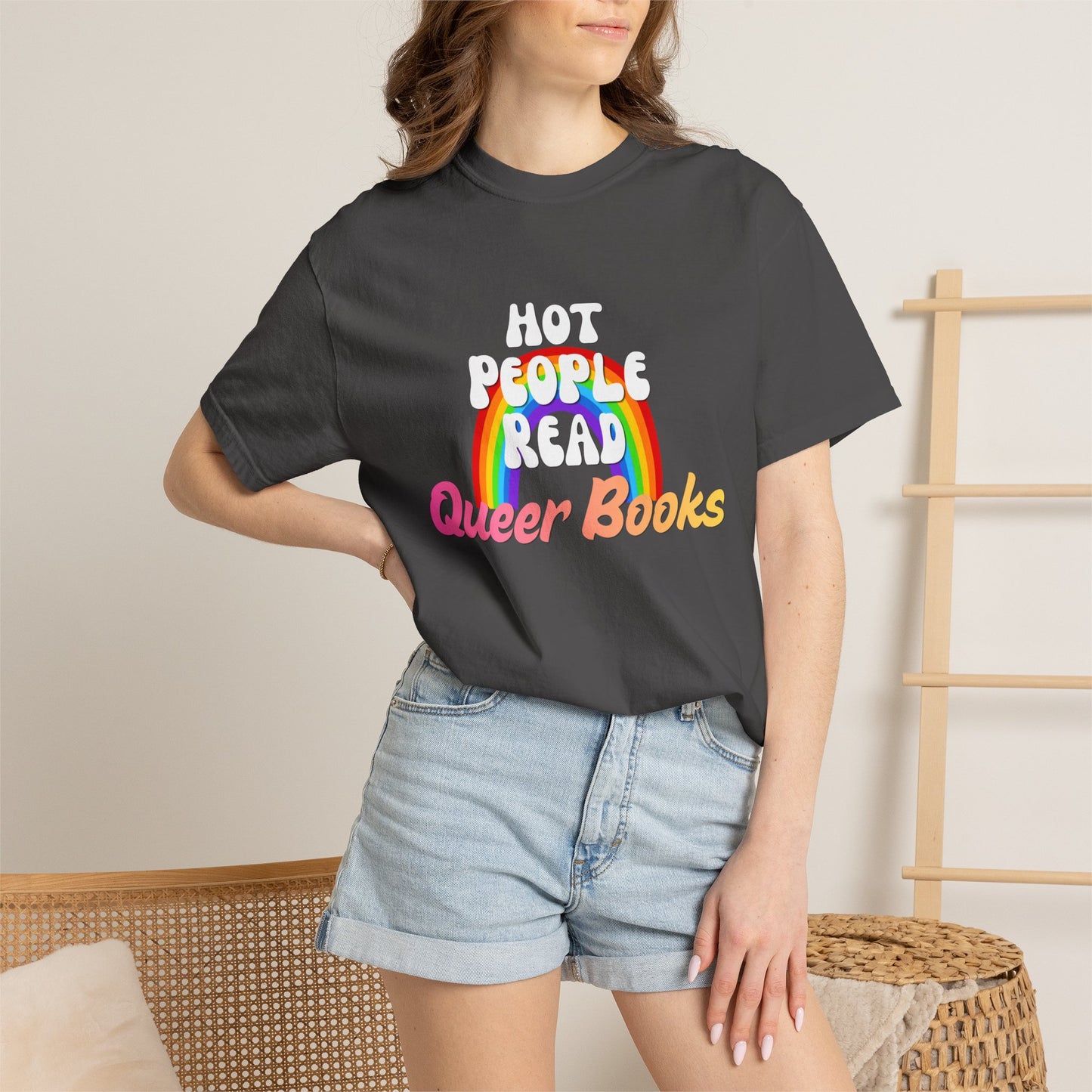 Read Queer Books Pink to Yellow Tee