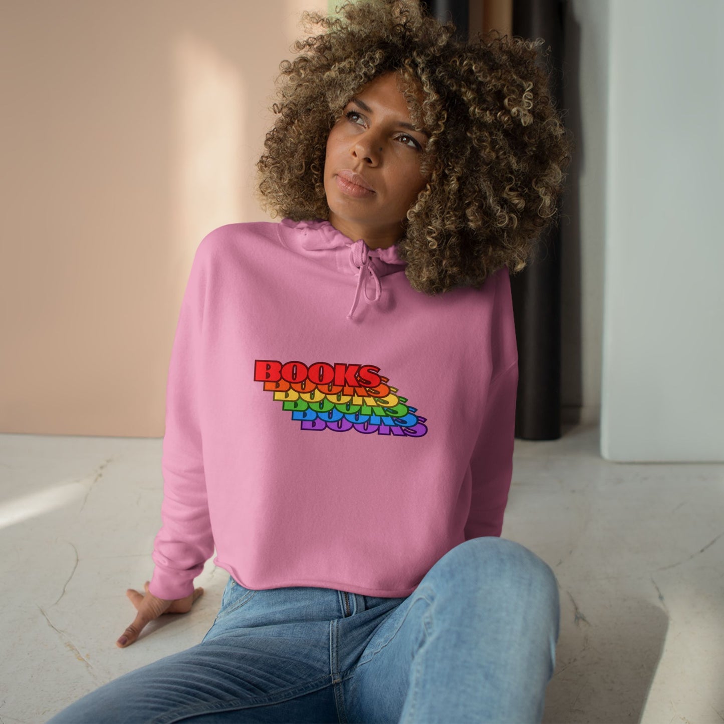 Rainbow Books Crop Hoodie