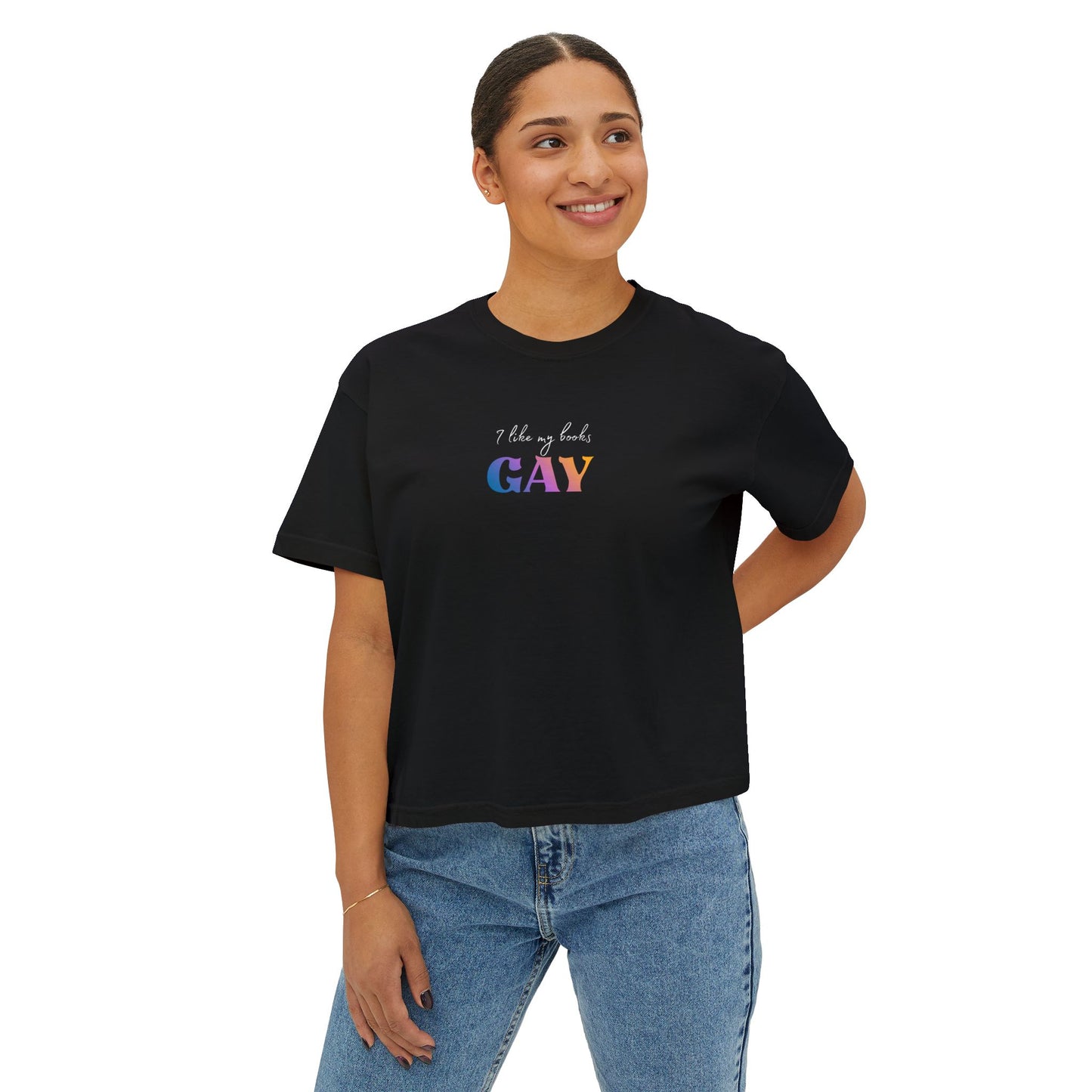 I Like My Books Gay Boxy Crop Tee