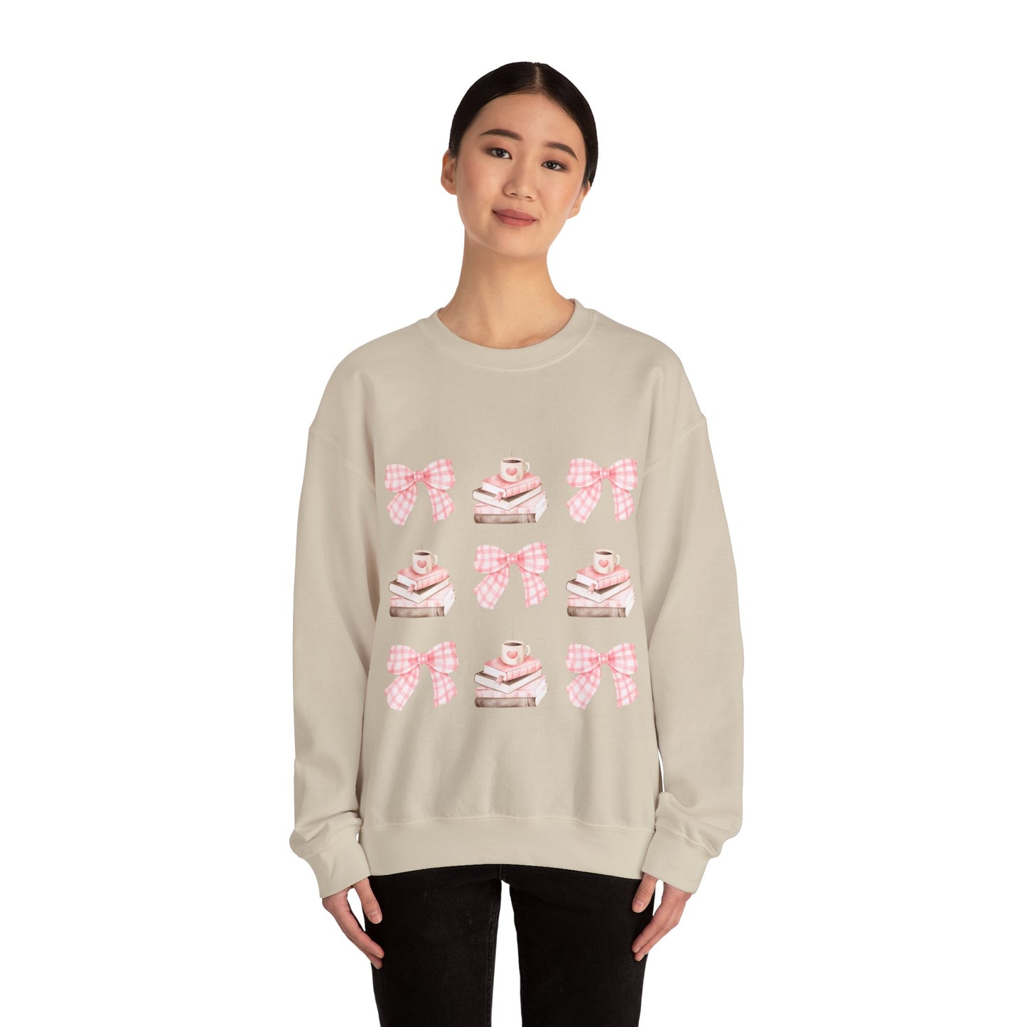Pink Bookish Bows Crew