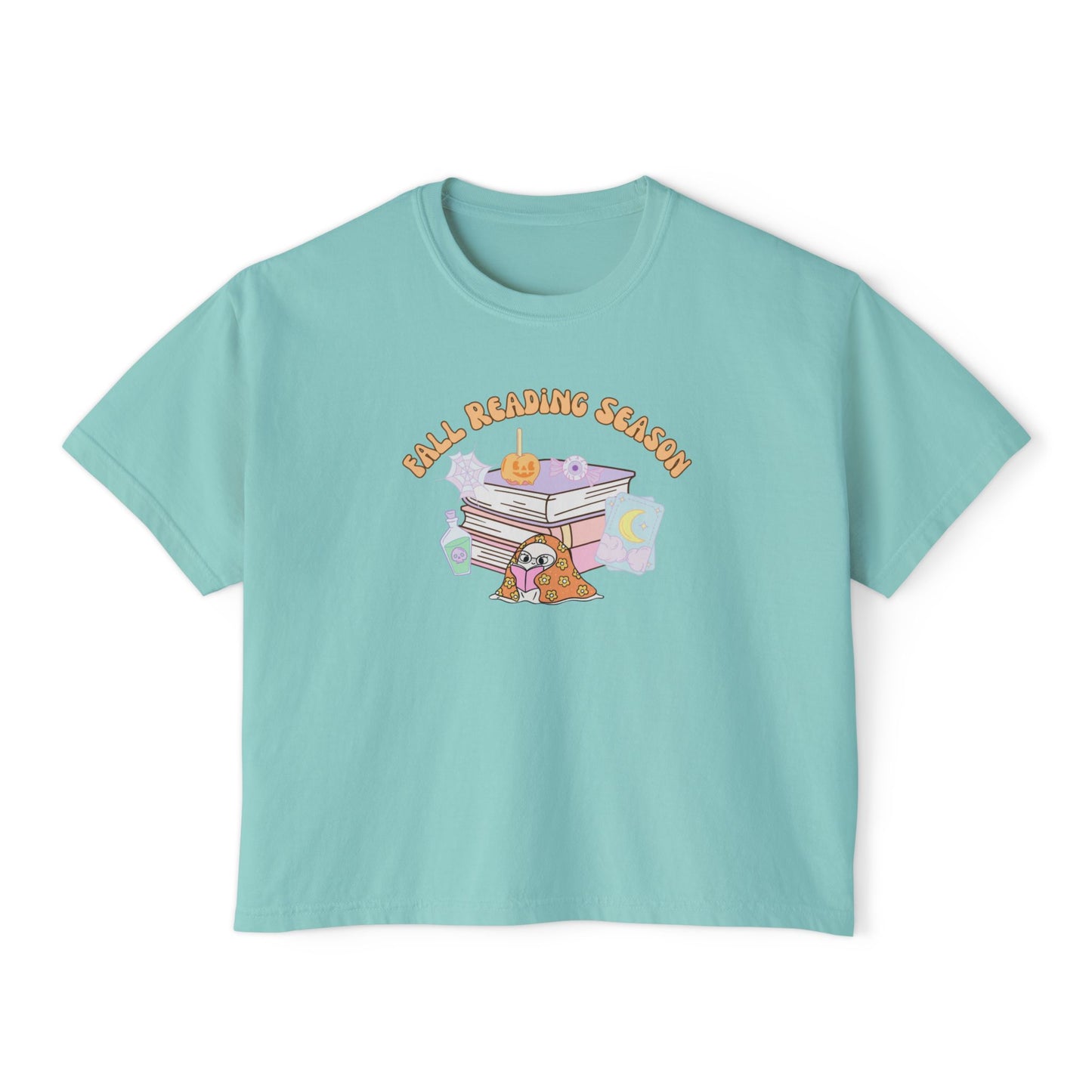 Fall Reading Season Pastel Cropped Tee